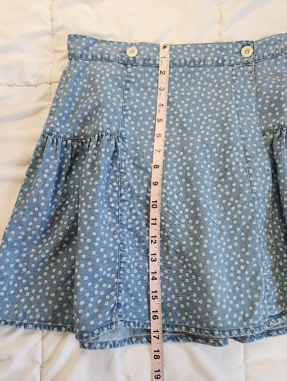 Madewell Shirred Wrap Mini Skirt in Indigo Daisies Sz 4 Ditsy Floral